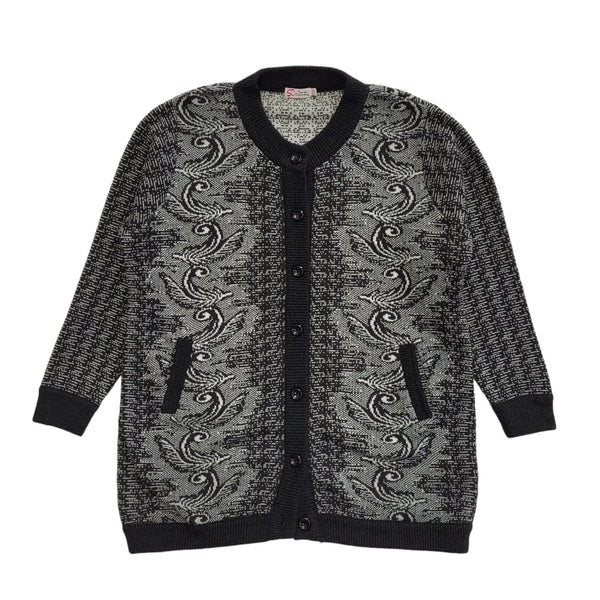 Sarah Dunnway Grey Black 80s Vintage Button Cardigan Uk Women's Size XL / XXL