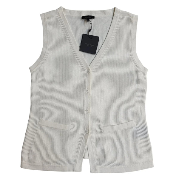 Claudia Strater Cardigan Sleeveless White Button Up Bnwt Uk Women's L 12 L764