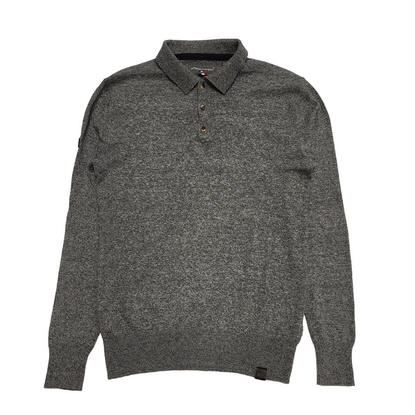 Superdry Grey Thin Knit 1/4 Button Cotton Cashmere Jumper uk Men's Small H802