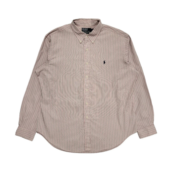 Polo Ralph Lauren Pink & White Striped Shirt Mens UK Size XL