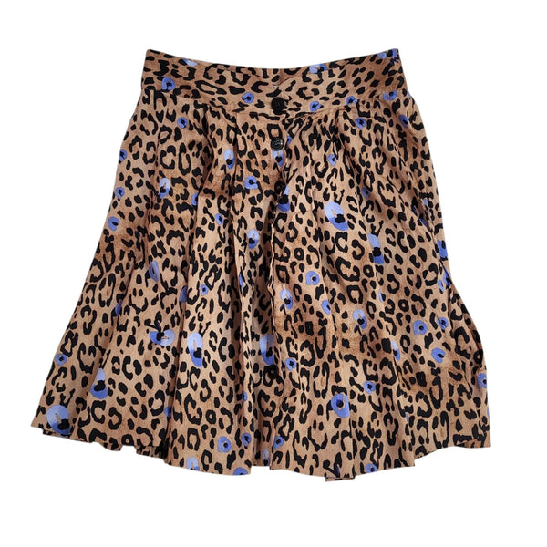John Lewis Skirt Bnwt Beige Blue Leopard Print Uk Women's Size 12 W30 L855