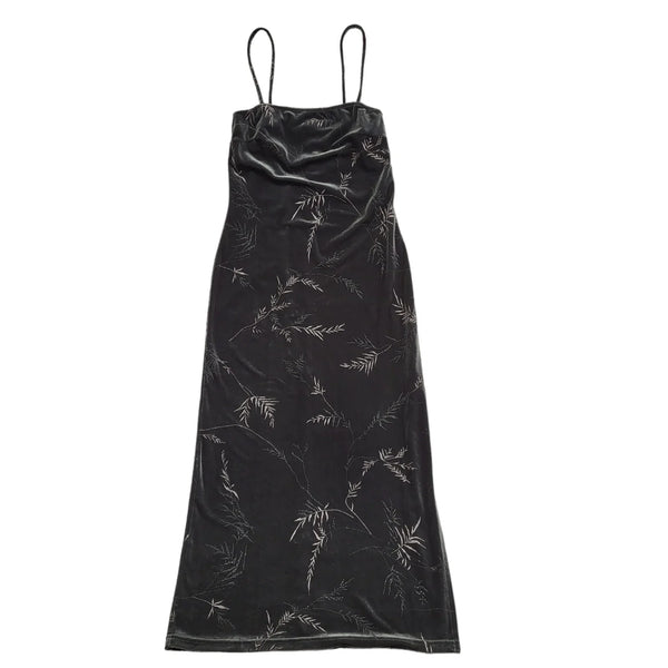 Yessica Y2K Grey Floral Sleeveless Velvet Dress Uk Women's Size 12 W30