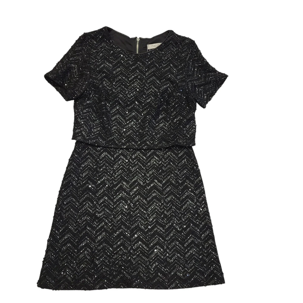 Oasis Black Short Sleeve Evening Dress Uk Women's Size S Bnwt CC454