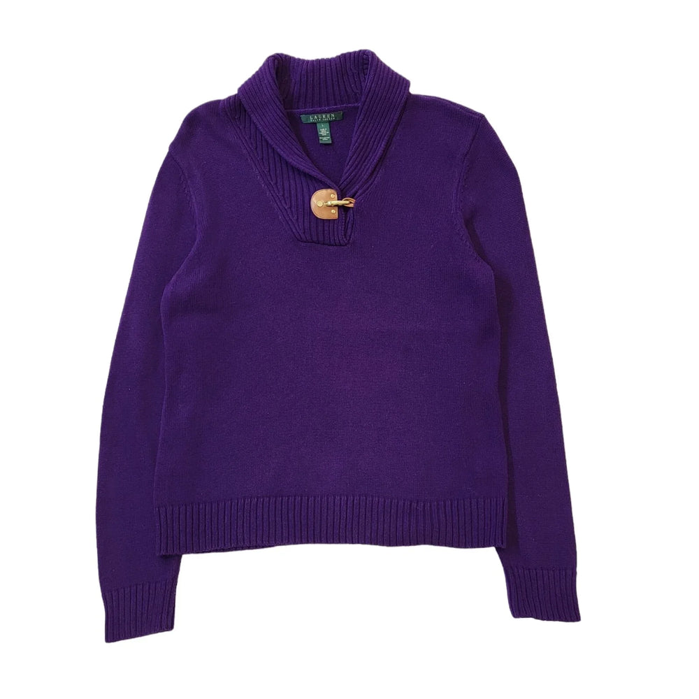 Ralph Lauren Purple Collared Cotton Jumper Women's Uk L 12 H91