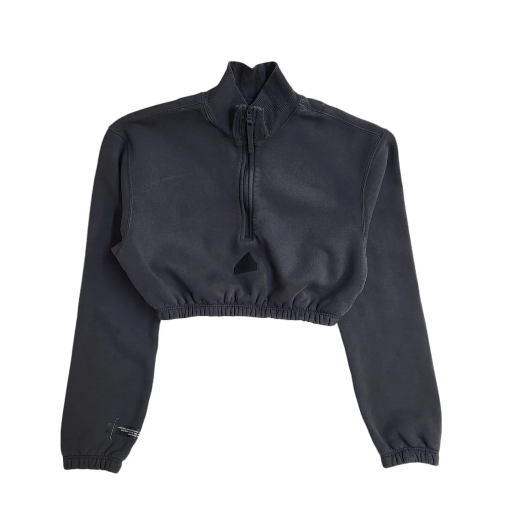 Adidas Y2k Black High Neck Cropped Sports Top Uk Women's Size Small