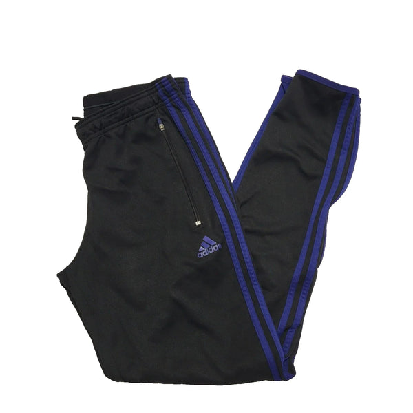 Adidas Black Blue Tapered Tracksuit Bottoms Uk Women's M 12-14 W30-32 L28 K749