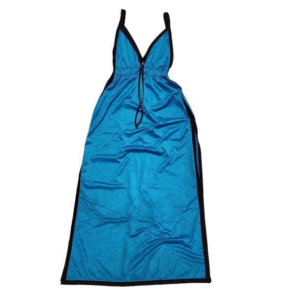 Blue Black Vintage  Sleeveless Nightie Dress Uk Women's Size 12-14 CC821