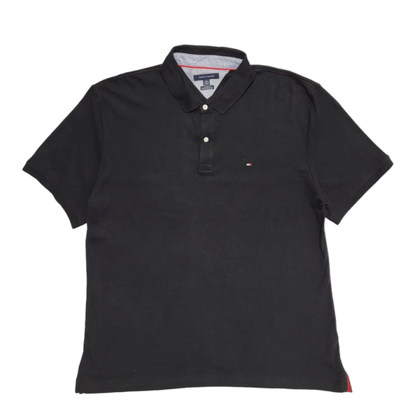 Tommy Hilfiger Black Custom Fit Black Stretch polo T-Shirt Men's UK 2XL H368