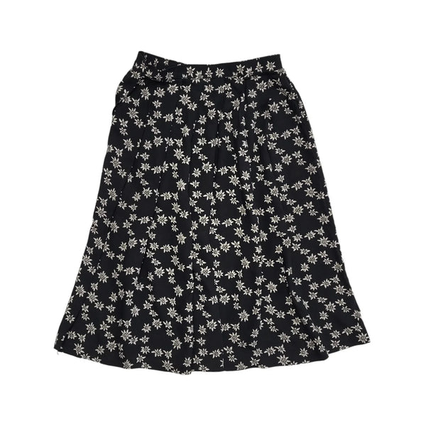 Marks and Spencer Vintage 90's Black Floral Pleated Midi Skirt Womens UK 14