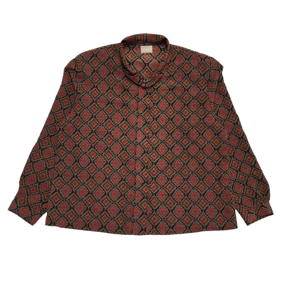 Eastex Vintage 90's Red & Black Geometric Long Sleeve Shirt Uk Women's Size 18