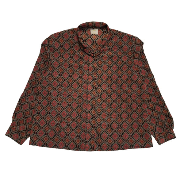 Eastex Vintage 90's Red & Black Geometric Long Sleeve Shirt Uk Women's Size 18