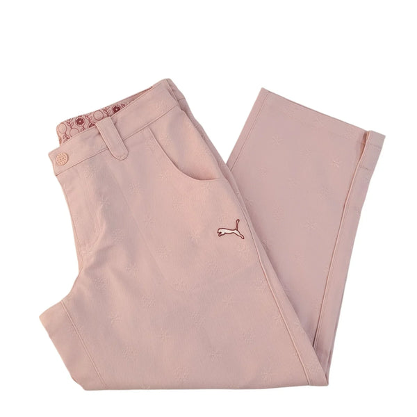 Puma Golf Capri Jacquared Trousers Pants Pink Uk Women's M 10 W28 Bnwt L947