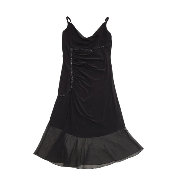 Spin 90s Vintage Scrappy Cowl Neck Black Dress Women's Size M