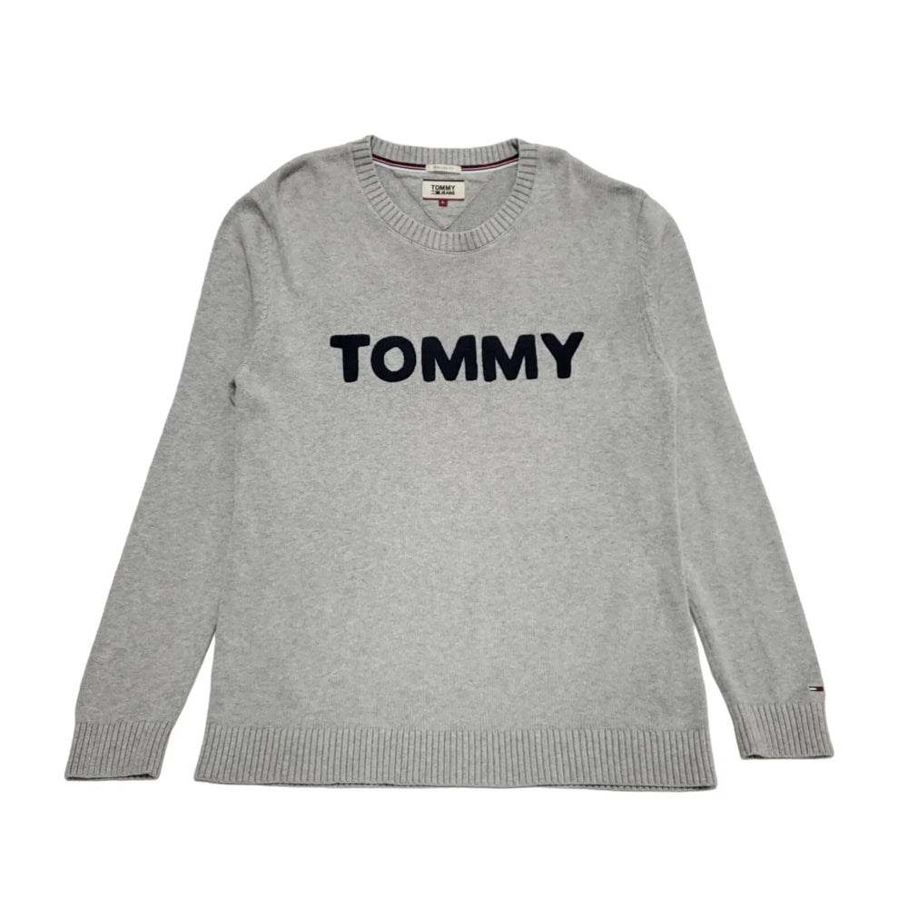 Tommy Hilfiger Grey Crew Neck Cotton Jumper Uk Men's Large BB276