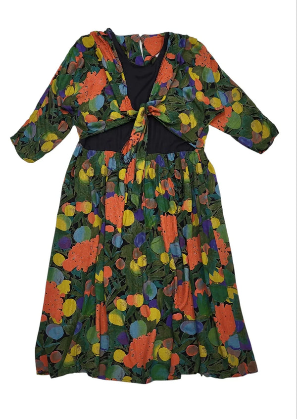 Emma Bernstein 80s Vintage Floral Daywear Dress Women's Size 10