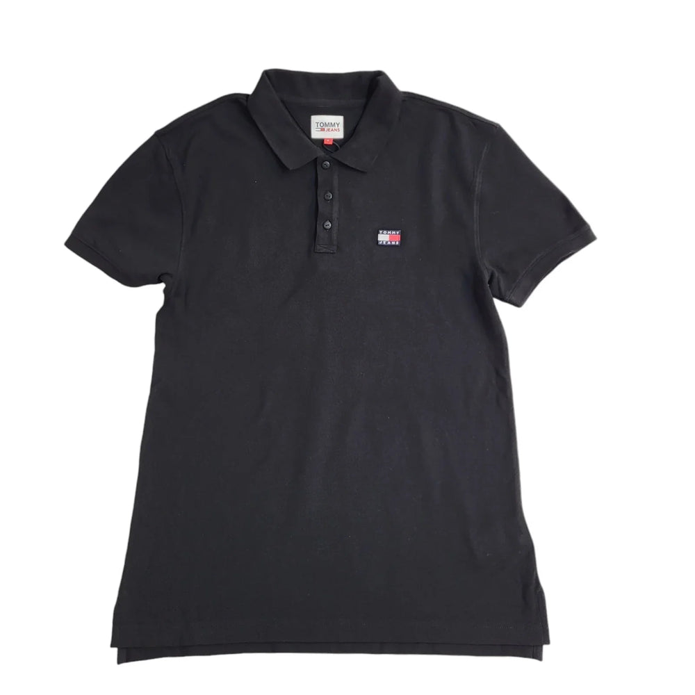 Tommy Jeans Black Short Sleeve Polo Shirt UK Men's Size Medium FF39