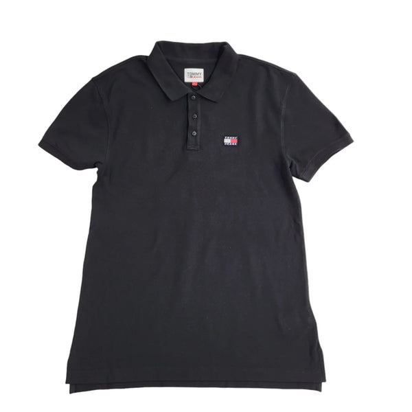 Tommy Jeans Black Short Sleeve Polo Shirt UK Men's Size Medium FF39