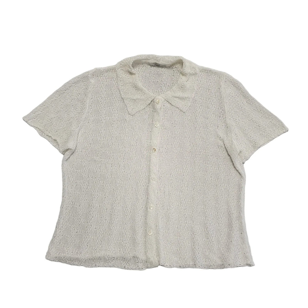 M&S Vintage 90's White Button Collared Cardigan Womens UK 18