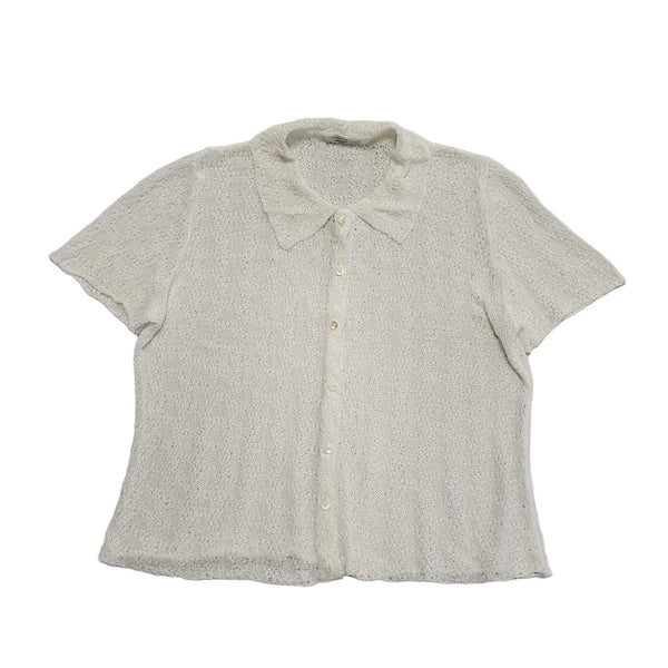 M&S Vintage 90's White Button Collared Cardigan Womens UK 18