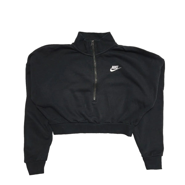 Nike Black 1/4 Zip Cropped Sports Sweatshirt Uk Women's Size S K679