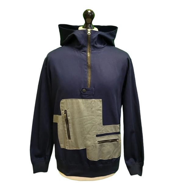Red Charcoal Navy Blue 1/4 Zip Hoodie UK Men's Large K219
