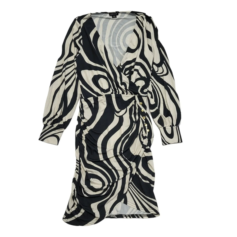 Karen Millen Black & White Abstract Evening Wrap Dress Uk Women's Size 10 CC428