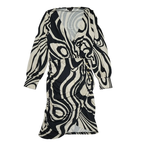 Karen Millen Black & White Abstract Evening Wrap Dress Uk Women's Size 10 CC428