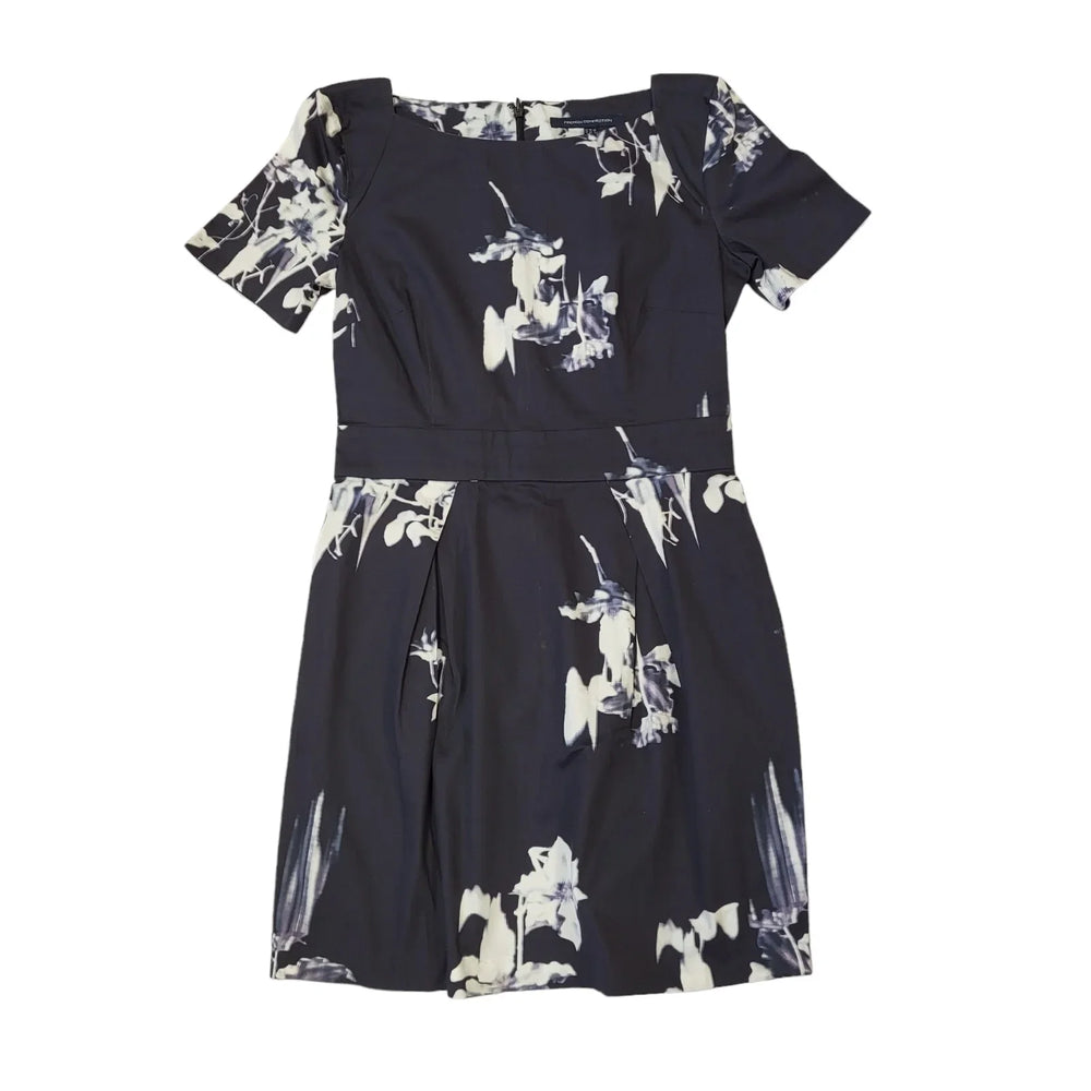 French Connection Black Short Sleeve Waterflower Dress Uk Women's Size 12 EE71