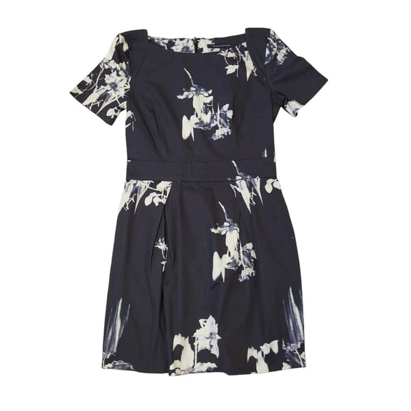 French Connection Black Short Sleeve Waterflower Dress Uk Women's Size 12 EE71