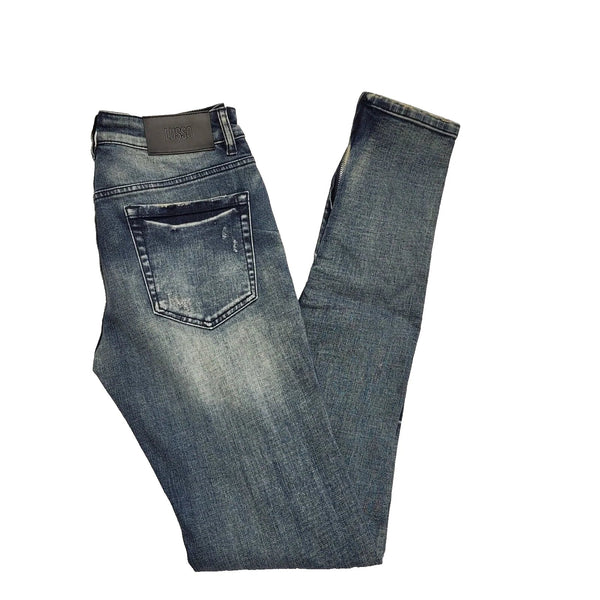 Lusso Faded Blue Skinny Slim Denim Jeans Uk Women's 12 W30 L35 Bnwt L411