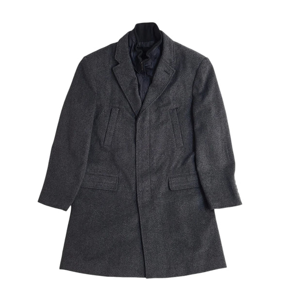 Jeff Banks Vintage Y2k Grey Wool Button Overcoat Uk Men's Size XL