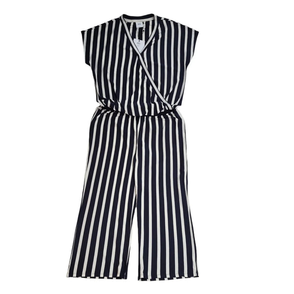 Mama-Licious Navy Blue & White Striped Becky Jumpsuit BNWT Women's XL W32 L30