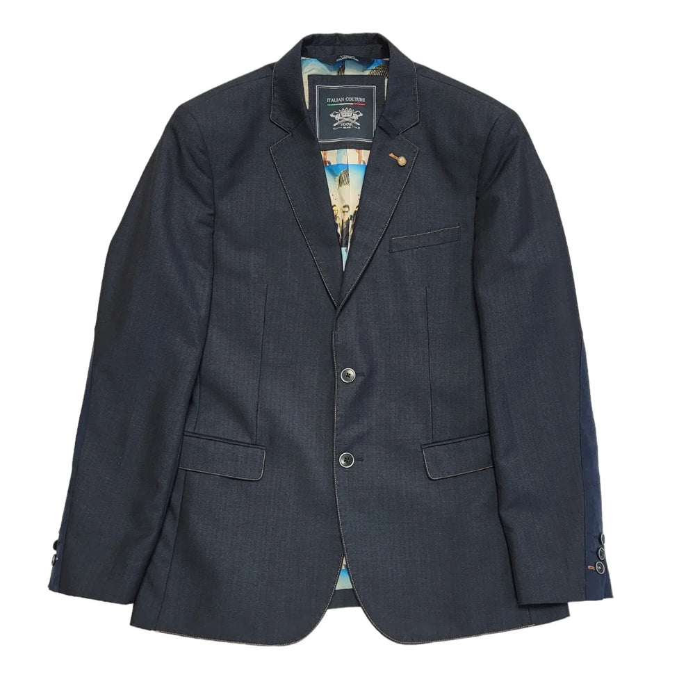 Italian Couture Blue Wool Suit Blazer Jacket Uk Men's Size Small 38" DD831