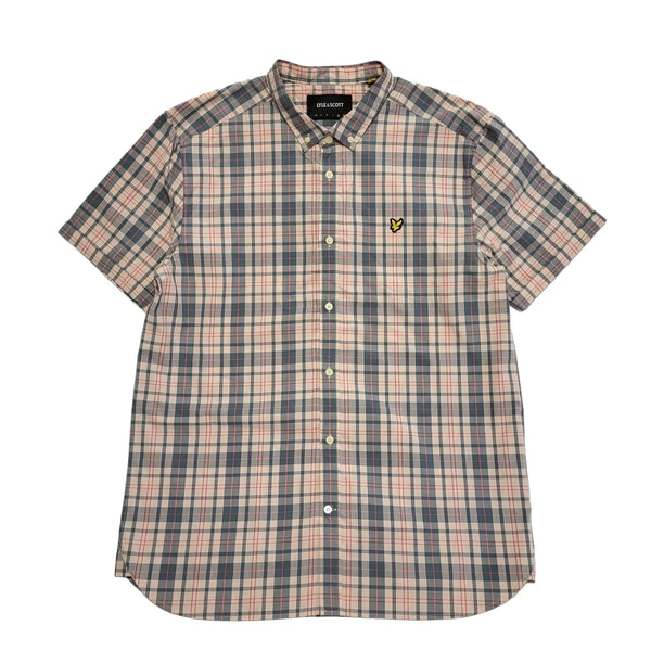 Lyle & Scott Blue & Pink Check Short Sleeve Shirt Uk Men's XL DD822