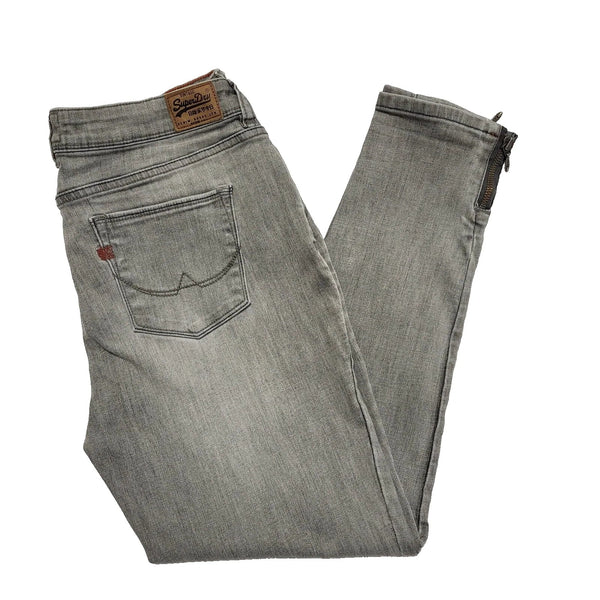Superdry Grey Skinny Stretch Denim Jeans Uk Women's Size 14 W32 L25 L606