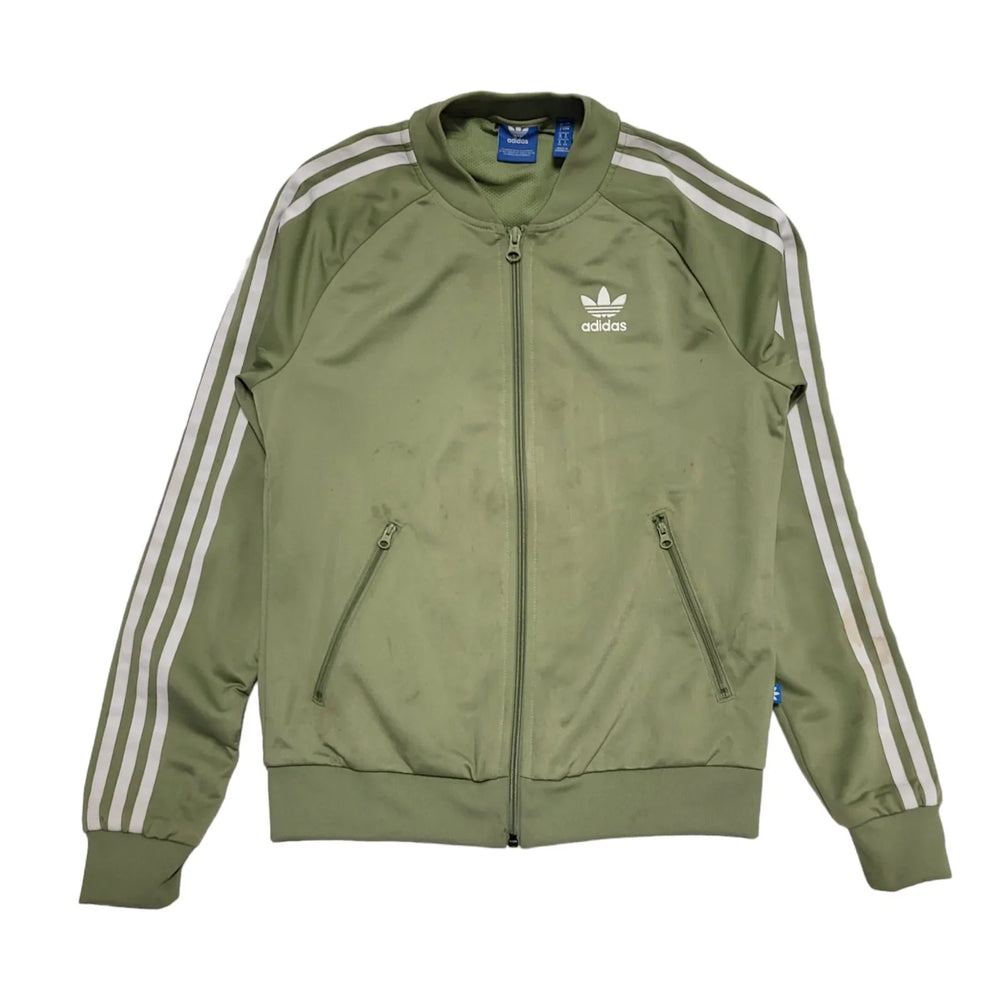 Adidas Green Drawstring Zipped Long Sleeve Tracksuit Top uk Women's S 8 H641