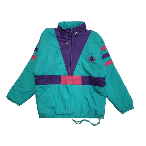 Humme Green & Purple 80s Vintage Pullover Shell Jacket Uk Women's Size Small