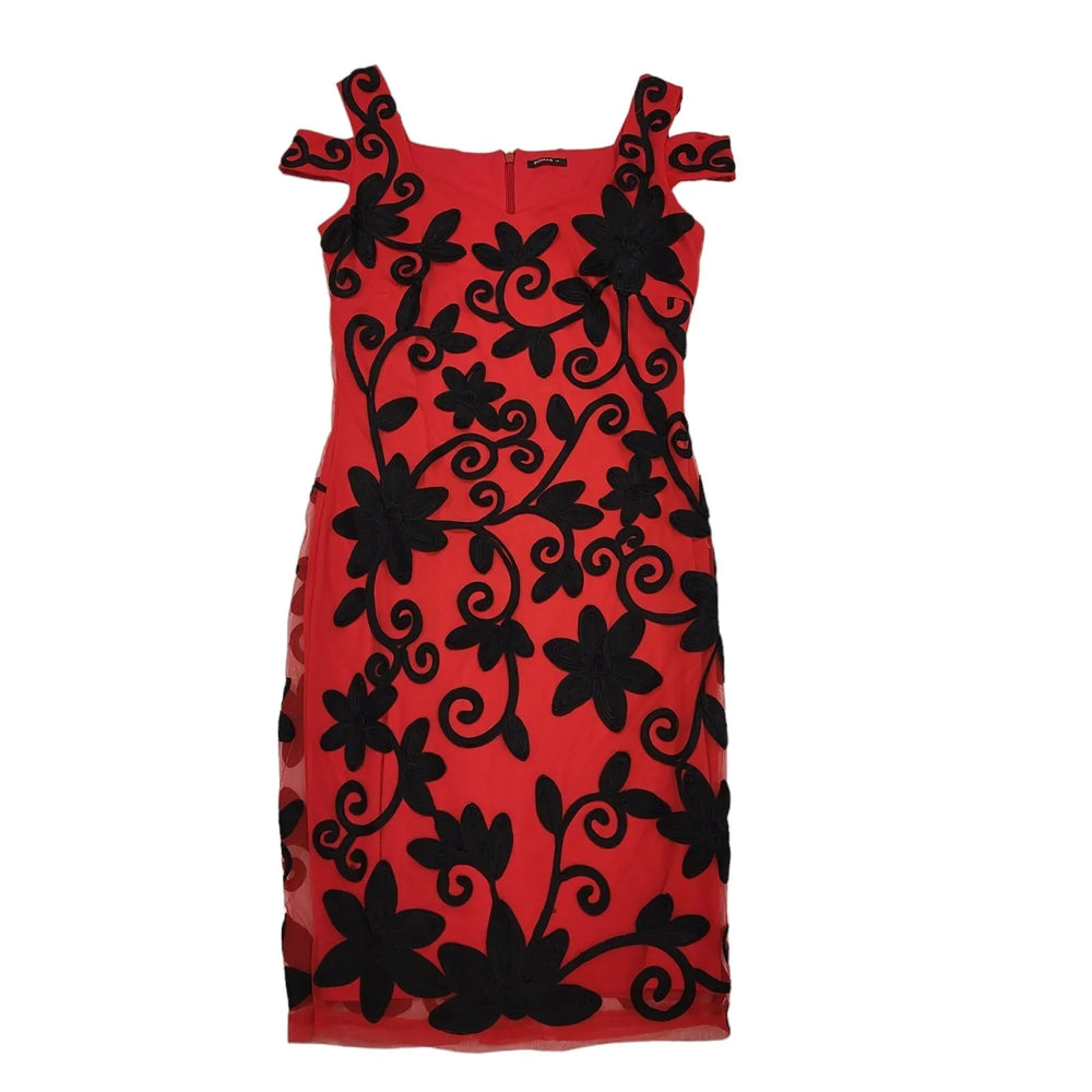 Roman Red Black Sleeveless Bodycon Dress Uk Women's Size 10 Bnwt BB974