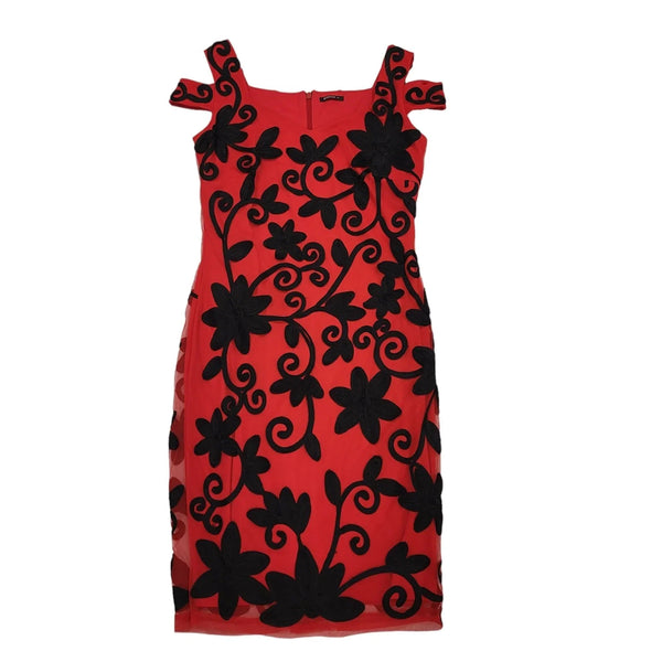 Roman Red Black Sleeveless Bodycon Dress Uk Women's Size 10 Bnwt BB974