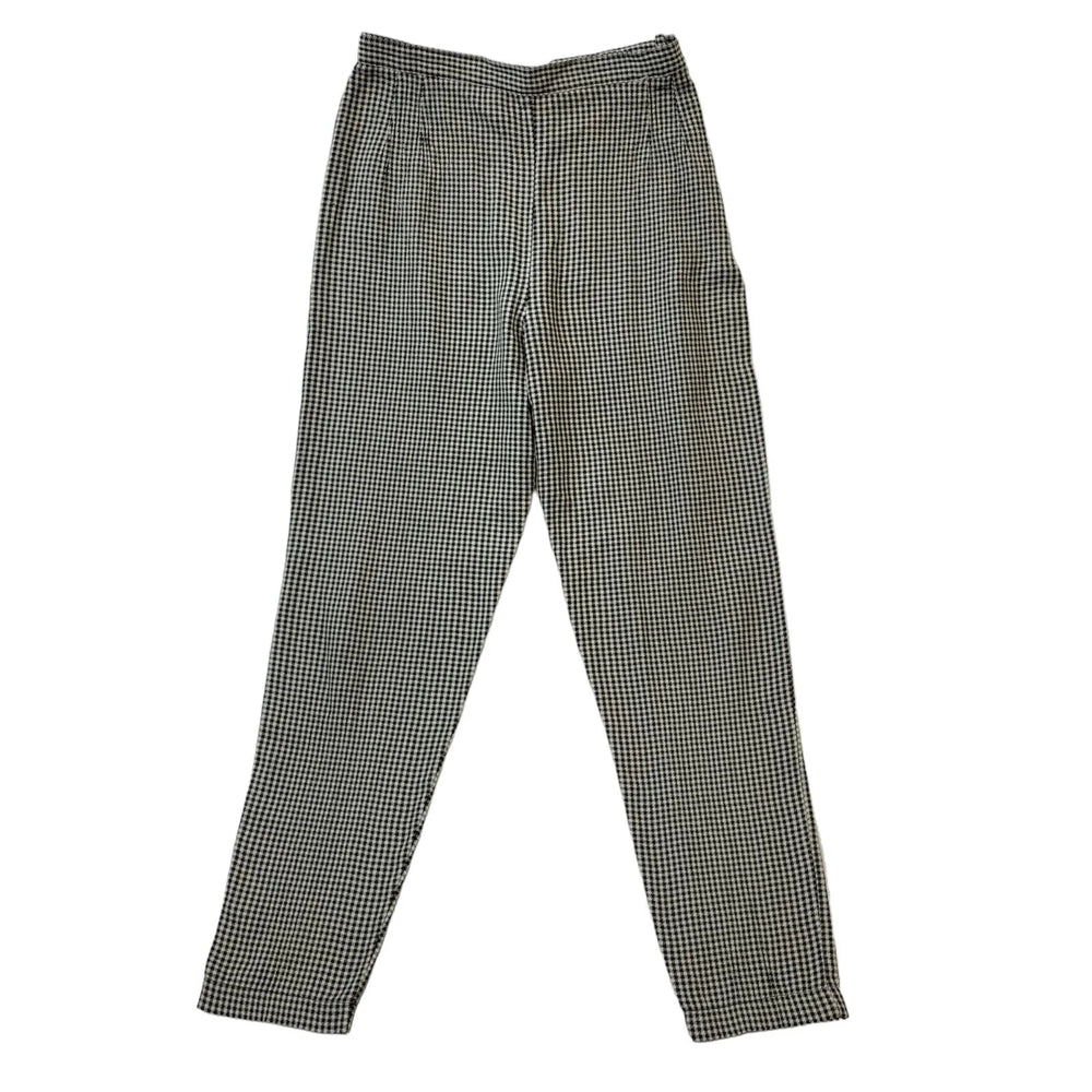Next 90s Black & White Gingham Tapered Trousers Womens UK12 W26 L27