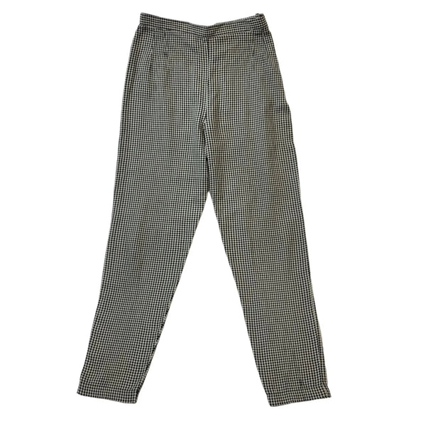Next 90s Black & White Gingham Tapered Trousers Womens UK12 W26 L27