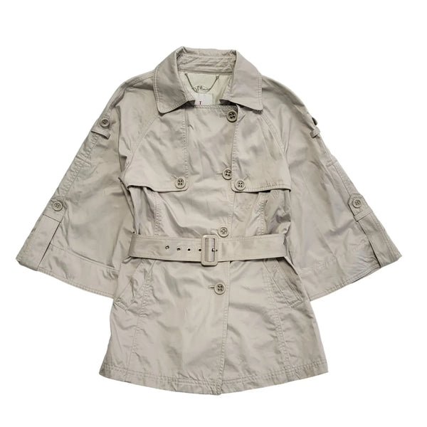 Jasper Conran Beige Belted Button Cotton Jacket Uk Women's Size 10 CC637