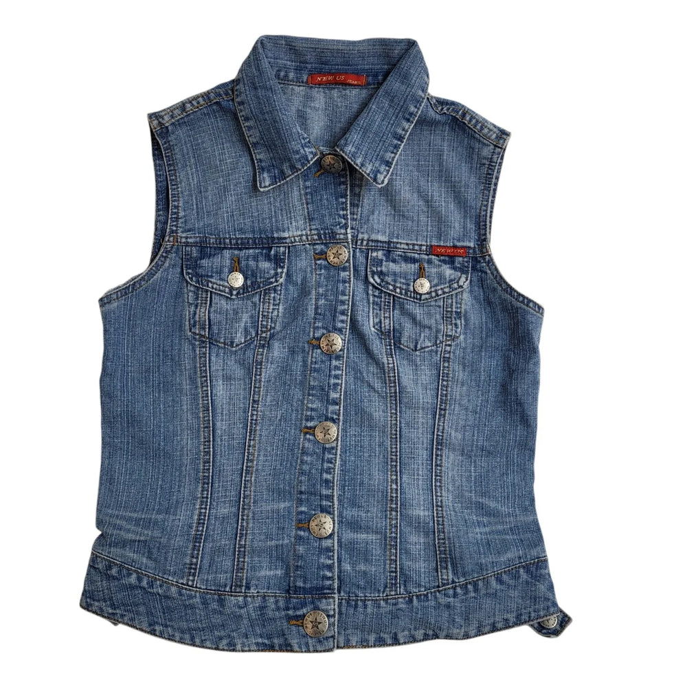 New Us Vintage 90s Blue Button Denim Gilet UK Women's Size 10
