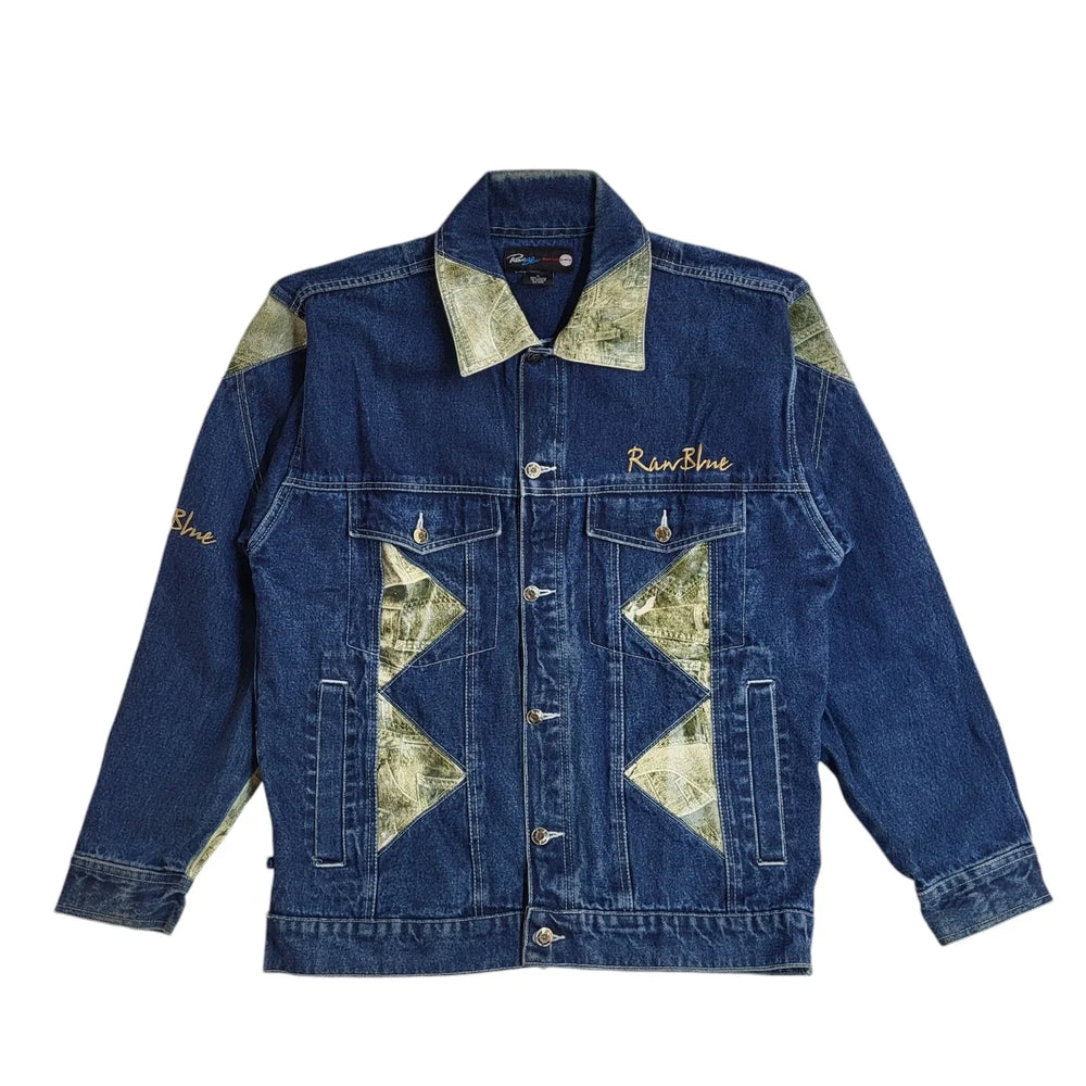 Raw Blue 90s Button Vintage Denim Jacket Uk Men's Size Medium