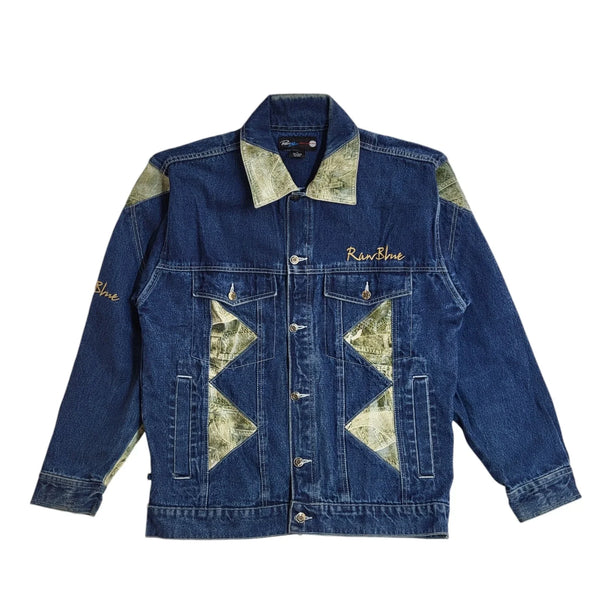 Raw Blue 90s Button Vintage Denim Jacket Uk Men's Size Medium