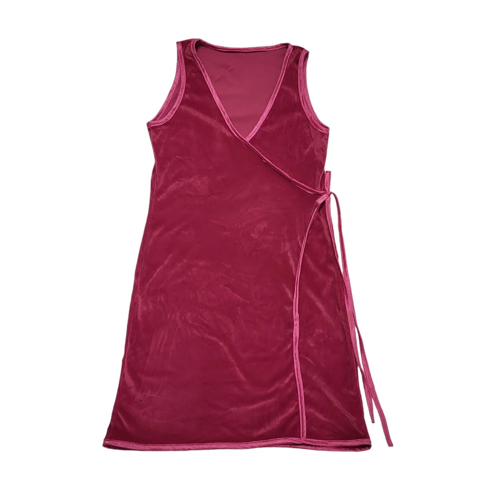 Vintage Pink Sleeveless Velvet Nightie Dress Uk Women's Size 16-18 CC834