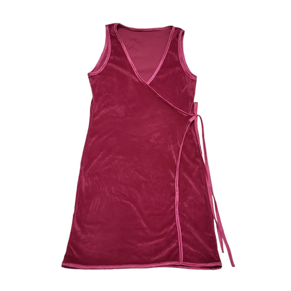 Vintage Pink Sleeveless Velvet Nightie Dress Uk Women's Size 16-18 CC834