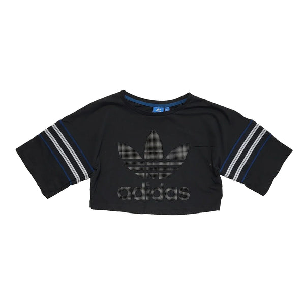 Adidas Black Round Neck Cropped Sweatshirt Uk Women's Size 6 Bnwt L529