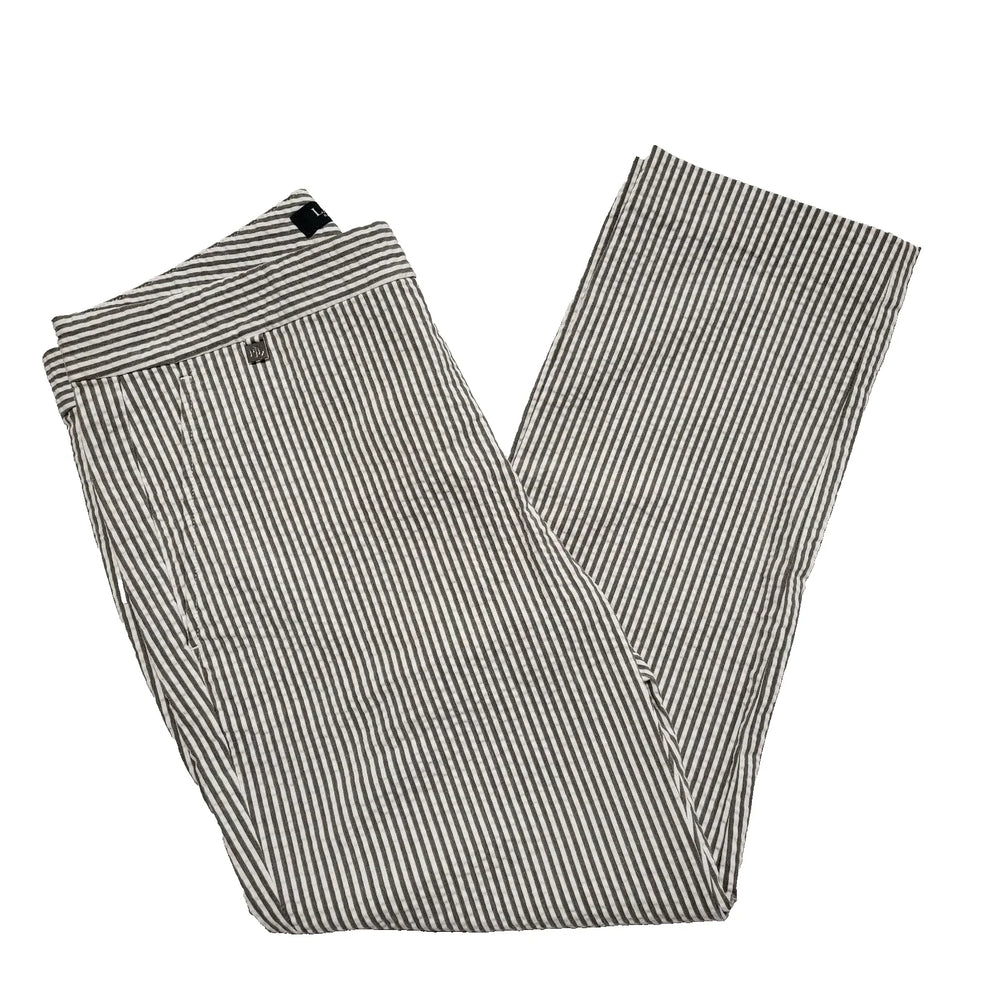 Ralph Lauren White & Grey Striped Cropped Trousers Uk Women's 12 W30 L24 L602