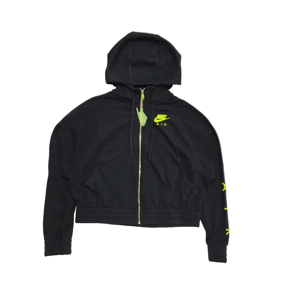 Nike Air Black Drawstring Cropped Sweatshirt Hoodie Uk Women's Medium L370